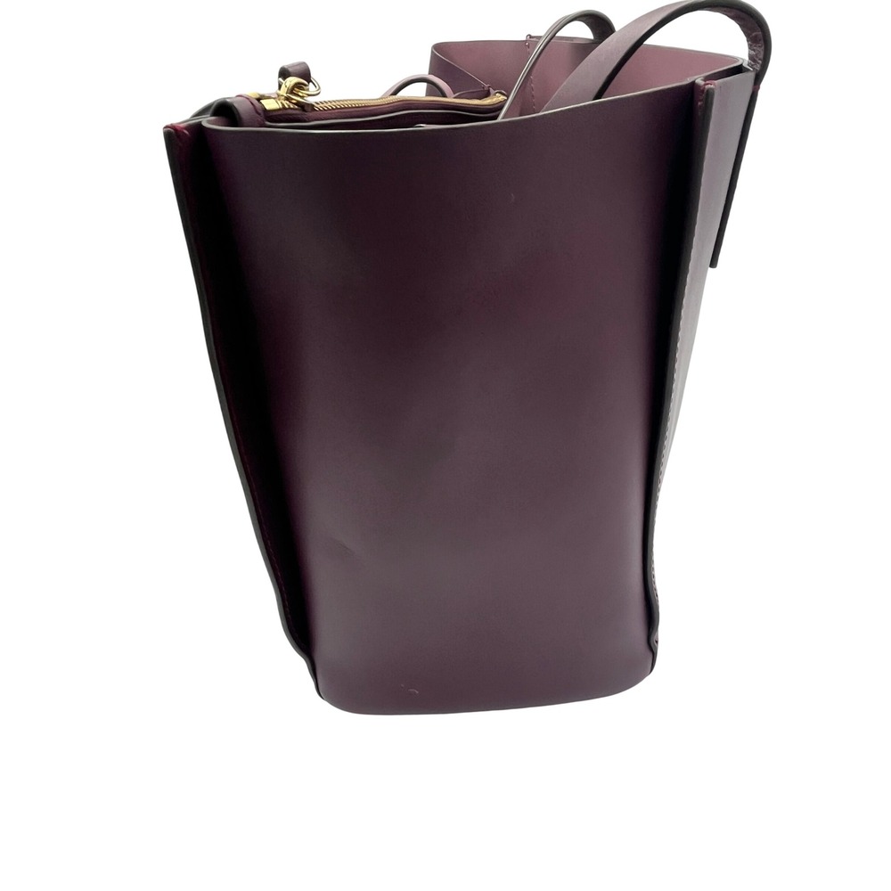 Kate Spade New York Plum Burg Lthr Tote Bag Zipperd Compartment Gold Logo GSVUV9 - Picture 4 of 10